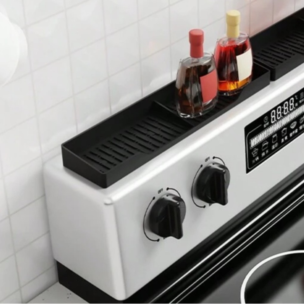 NWOT 1PC Stove-Top Spice Rack Magnetic Silicone Organizer Black